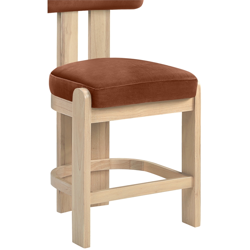 Meridian Furniture Arienzo Cognac Velvet Upholstered Counter Stool (Set of 2)