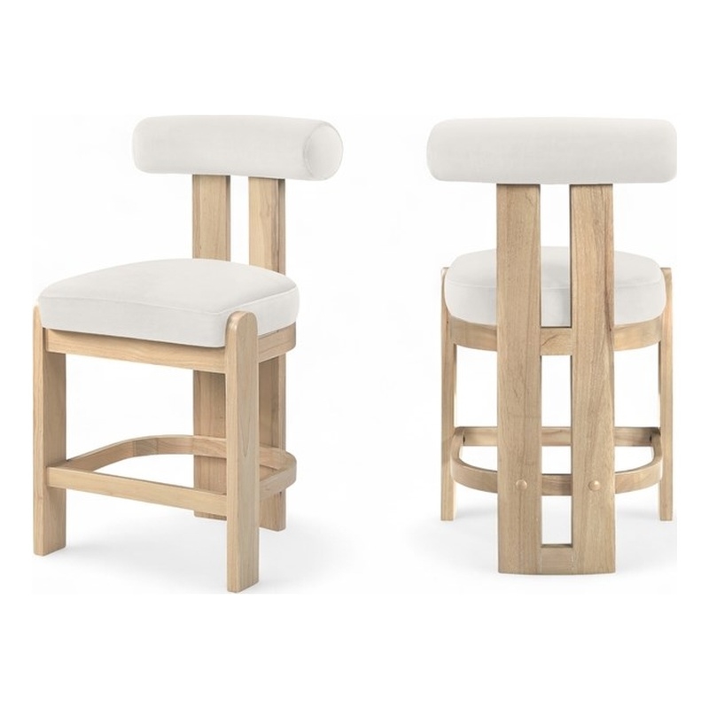 Meridian Furniture Arienzo Cream Velvet Upholstered Counter Stool (Set of 2)