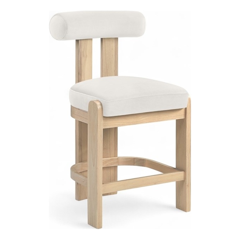 Meridian Furniture Arienzo Cream Velvet Upholstered Counter Stool (Set of 2)