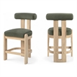 Meridian Furniture Arienzo Green Velvet Upholstered Counter Stool (Set of 2)