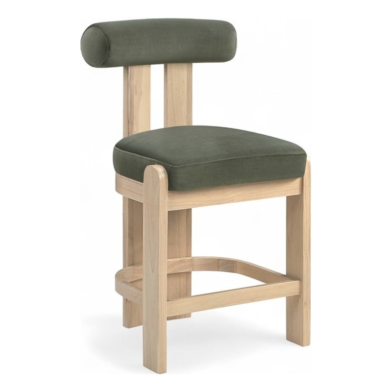 Meridian Furniture Arienzo Green Velvet Upholstered Counter Stool (Set of 2)