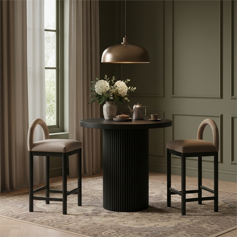 Meridian Furniture Belinda Black Veneer And Solid Wood Counter Height Table