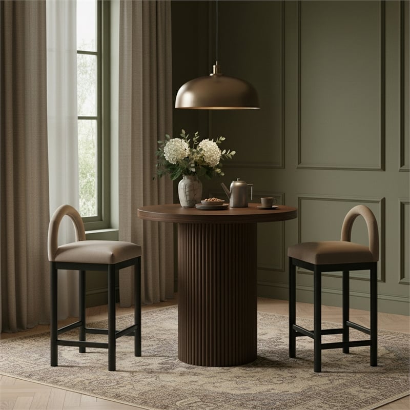 Meridian Furniture Belinda Brown Veneer And Solid Wood Counter Height Table