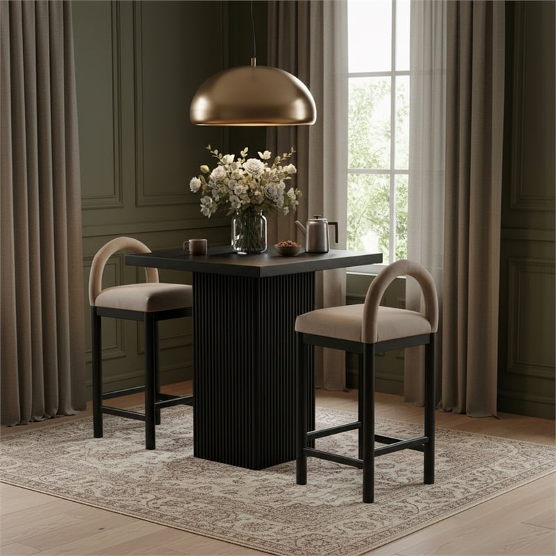 Meridian Furniture Belinda Black Veneer And Solid Wood Counter Height Table