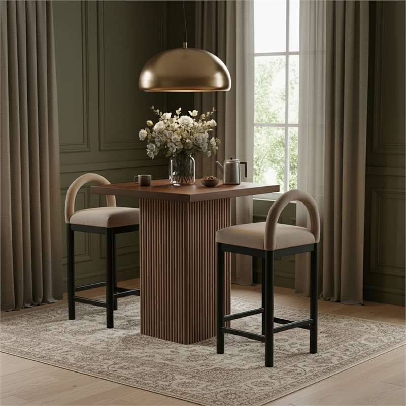 Meridian Furniture Belinda Brown Veneer And Solid Wood Counter Height Table