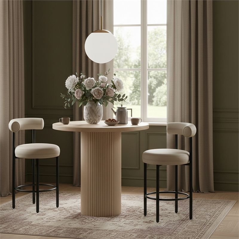 Meridian Furniture Belinda Natural Oak Veneer And Solid Wood Bar Height Table