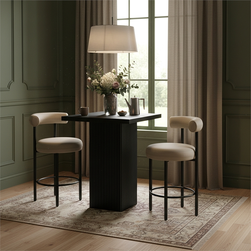 Meridian Furniture Belinda Black Oak Veneer And Solid Wood Bar Height Table