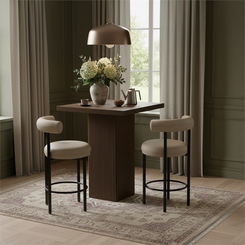 Meridian Furniture Belinda Brown Oak Veneer And Solid Wood Bar Height Table