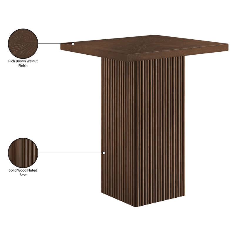 Meridian Furniture Belinda Brown Oak Veneer And Solid Wood Bar Height Table