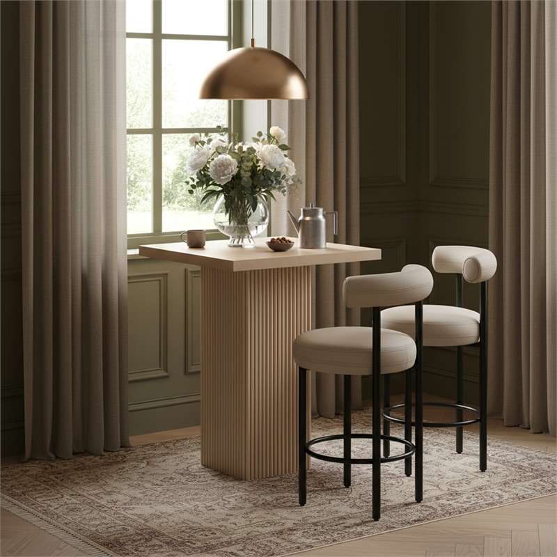 Meridian Furniture Belinda Natural Oak Veneer And Solid Wood Bar Height Table