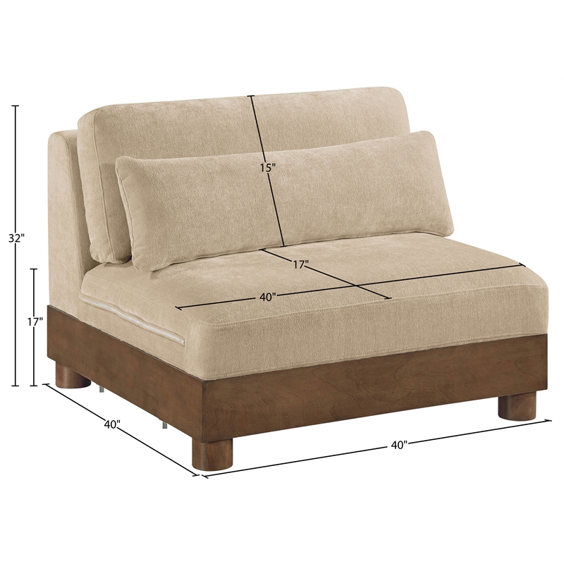 Meridian Furniture Turin Beige Chenille Fabric Upholstered Modular Armless Chair