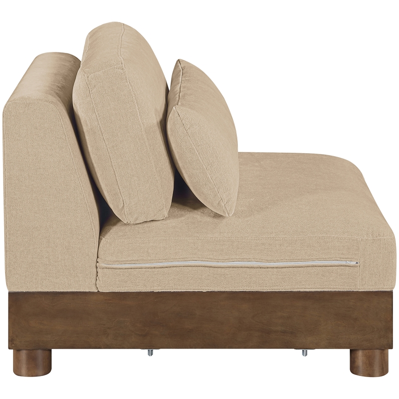 Meridian Furniture Turin Beige Chenille Fabric Upholstered Modular Armless Chair