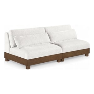 Meridian Furniture Turin 80&quot Cream Chenille Fabric 2pc. Modular Loveseat