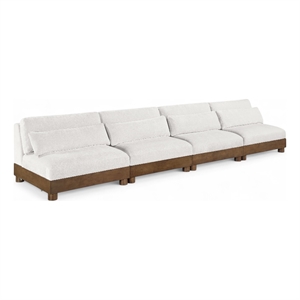 Meridian Furniture Turin 160&quot Cream Chenille Fabric 4pc. Modular Sofa