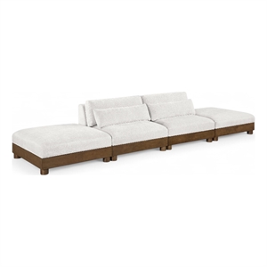 Meridian Furniture Turin 160&quot Cream Chenille Fabric 4pc. Modular Sofa