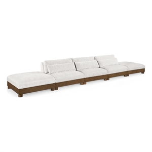 Meridian Furniture Turin 200&quot Cream Chenille Fabric 5pc. Modular Sofa