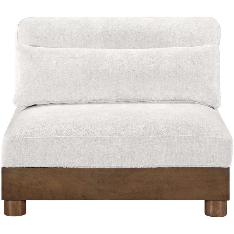 Meridian Furniture Turin Cream Chenille Fabric Upholstered Modular Armless Chair