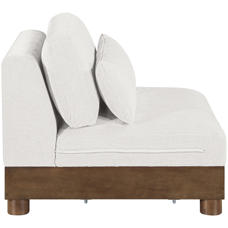 Meridian Furniture Turin Cream Chenille Fabric Upholstered Modular Armless Chair