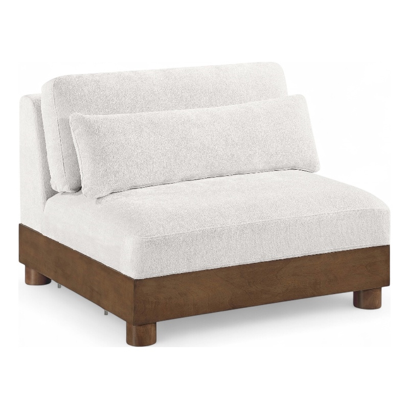 Meridian Furniture Turin Cream Chenille Fabric Upholstered Modular Armless Chair