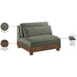 Meridian Furniture Turin Green Chenille Fabric Upholstered Modular Armless Chair