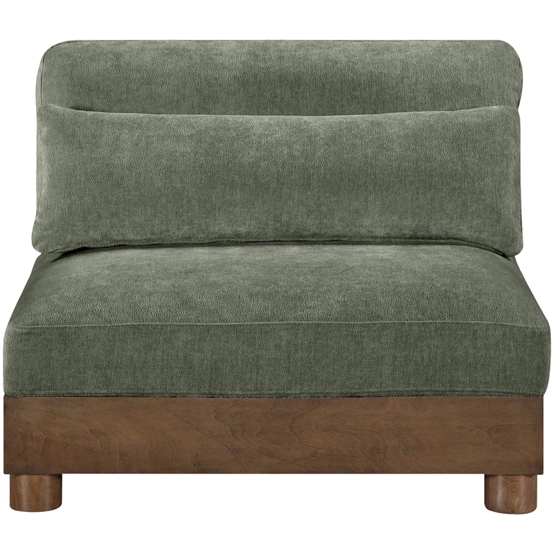 Meridian Furniture Turin Green Chenille Fabric Upholstered Modular Armless Chair