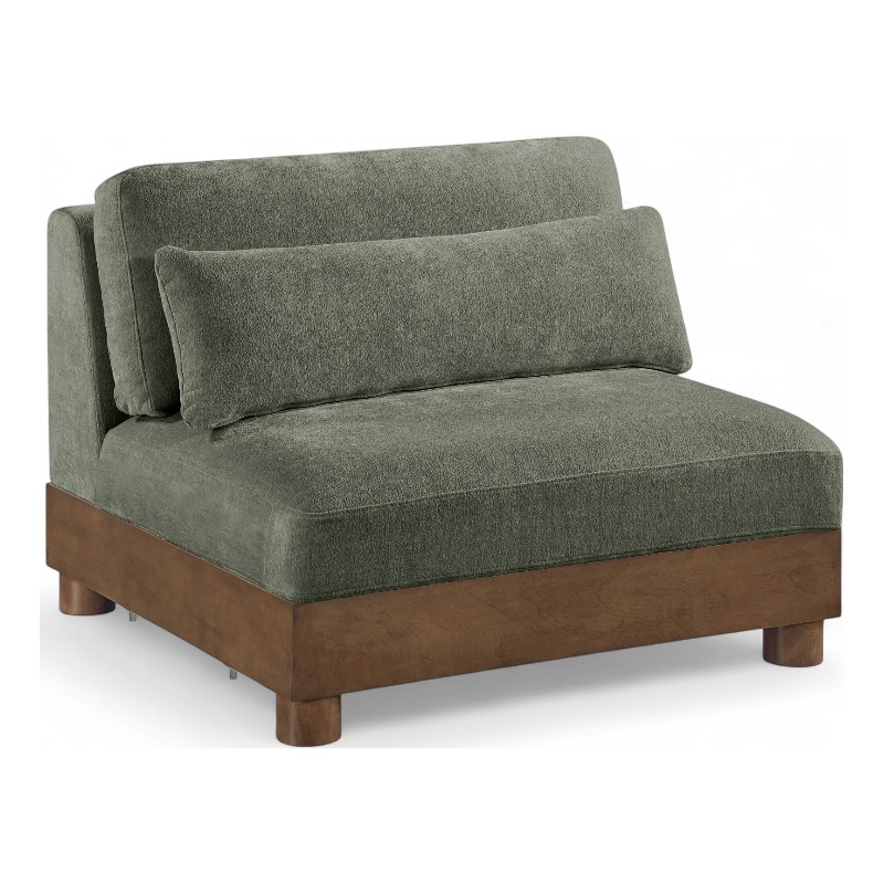 Meridian Furniture Turin Green Chenille Fabric Upholstered Modular Armless Chair