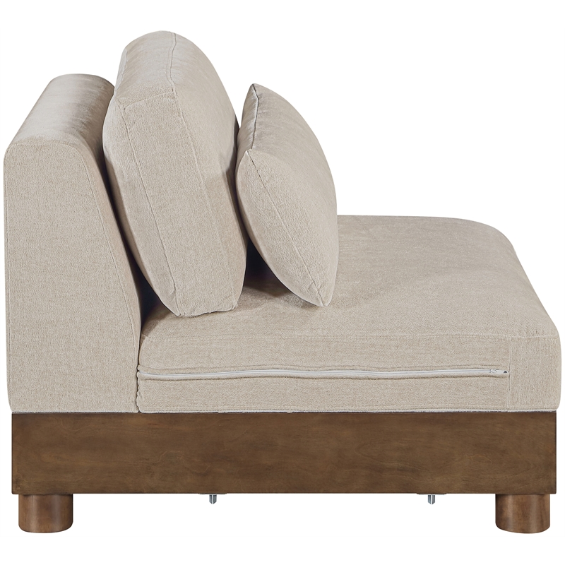 Meridian Furniture Turin Taupe Chenille Fabric Upholstered Modular Armless Chair