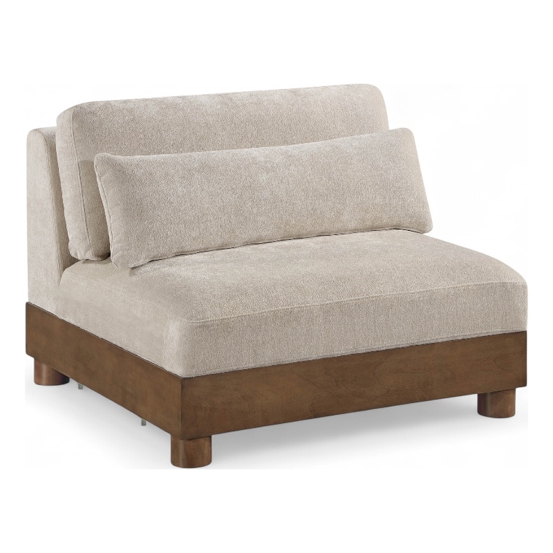 Meridian Furniture Turin Taupe Chenille Fabric Upholstered Modular Armless Chair