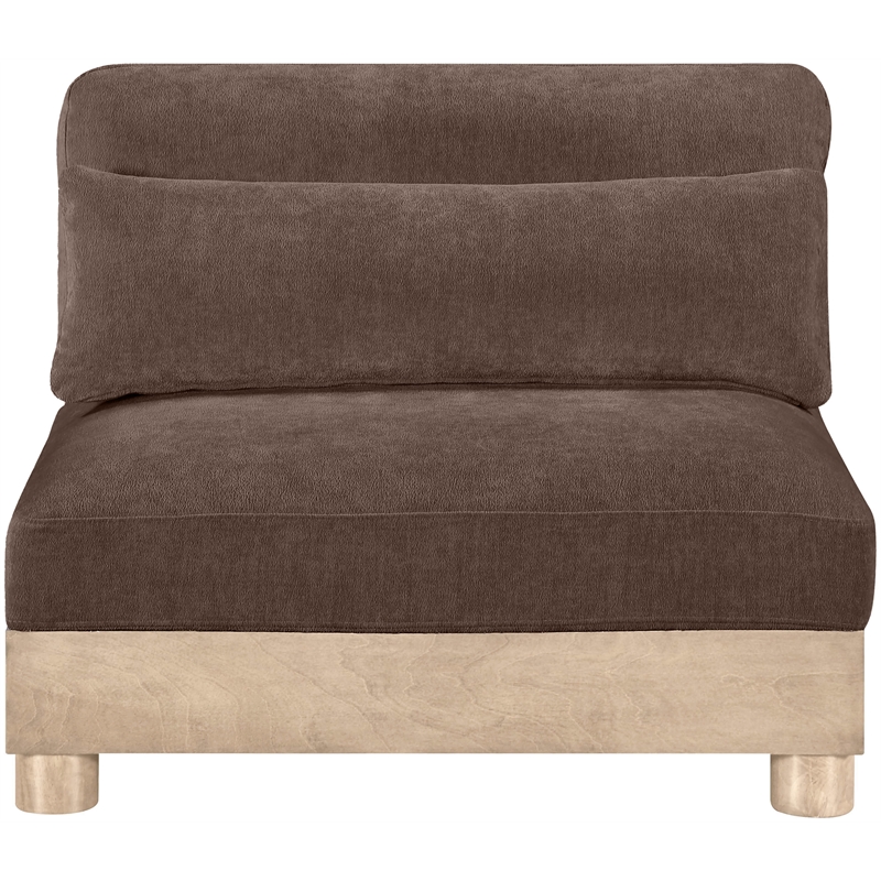 Meridian Furniture Turin Brown Chenille Fabric Upholstered Modular Armless Chair