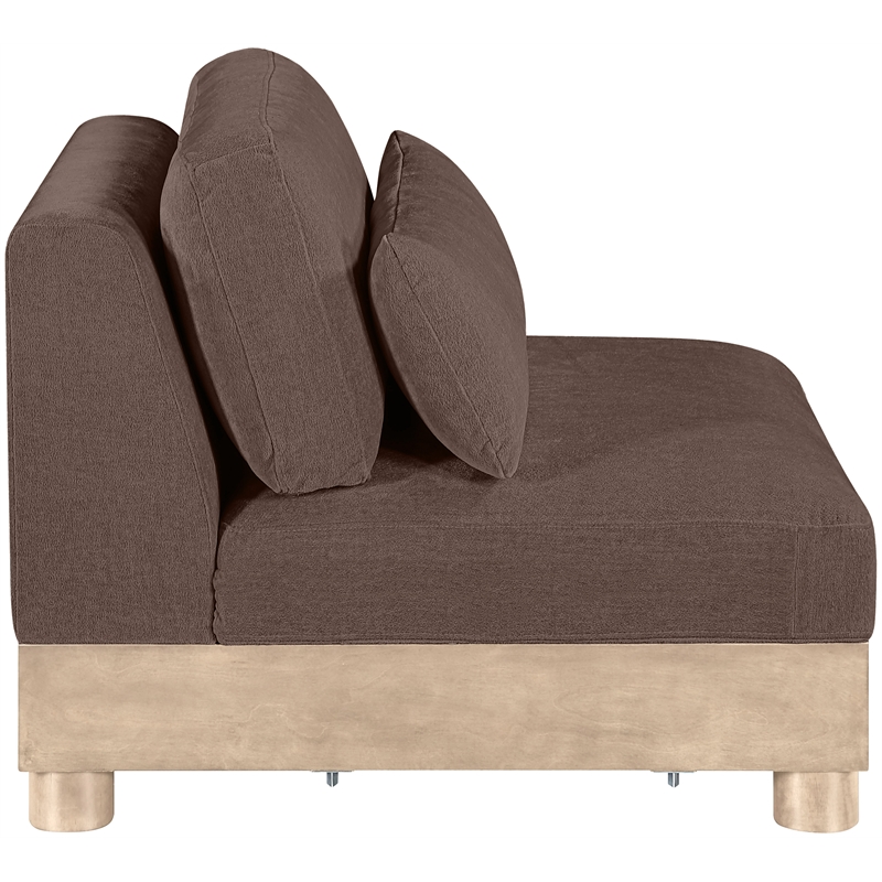Meridian Furniture Turin Brown Chenille Fabric Upholstered Modular Armless Chair