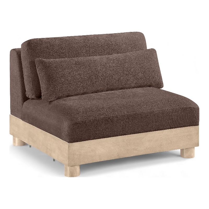 Meridian Furniture Turin Brown Chenille Fabric Upholstered Modular Armless Chair