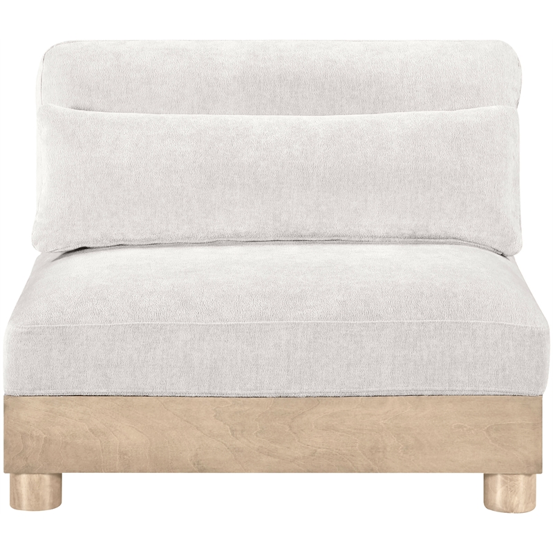 Meridian Furniture Turin Cream Chenille Fabric Upholstered Modular Armless Chair