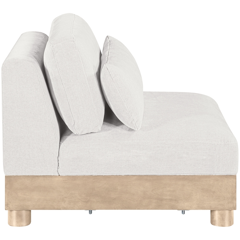 Meridian Furniture Turin Cream Chenille Fabric Upholstered Modular Armless Chair