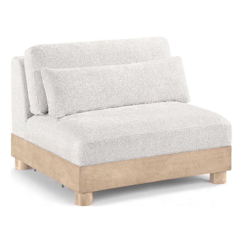 Meridian Furniture Turin Cream Chenille Fabric Upholstered Modular Armless Chair