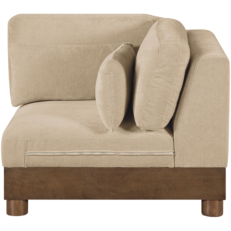 Meridian Furniture Turin Beige Chenille Fabric Upholstered Modular Corner Chair
