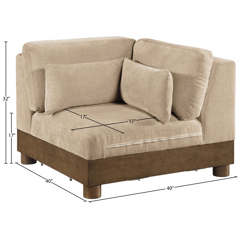 Meridian Furniture Turin Beige Chenille Fabric Upholstered Modular Corner Chair