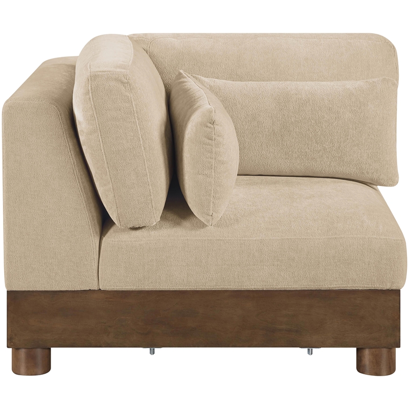 Meridian Furniture Turin Beige Chenille Fabric Upholstered Modular Corner Chair