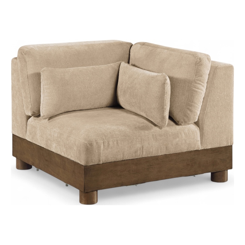 Meridian Furniture Turin Beige Chenille Fabric Upholstered Modular Corner Chair