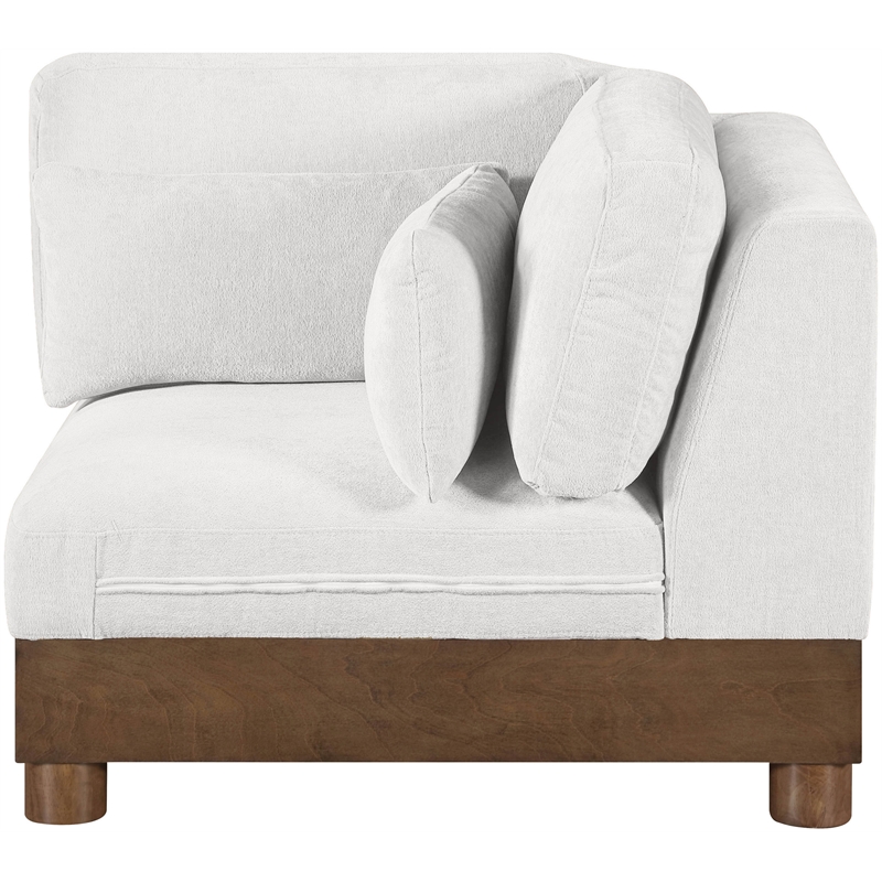 Meridian Furniture Turin Cream Chenille Fabric Upholstered Modular Corner Chair