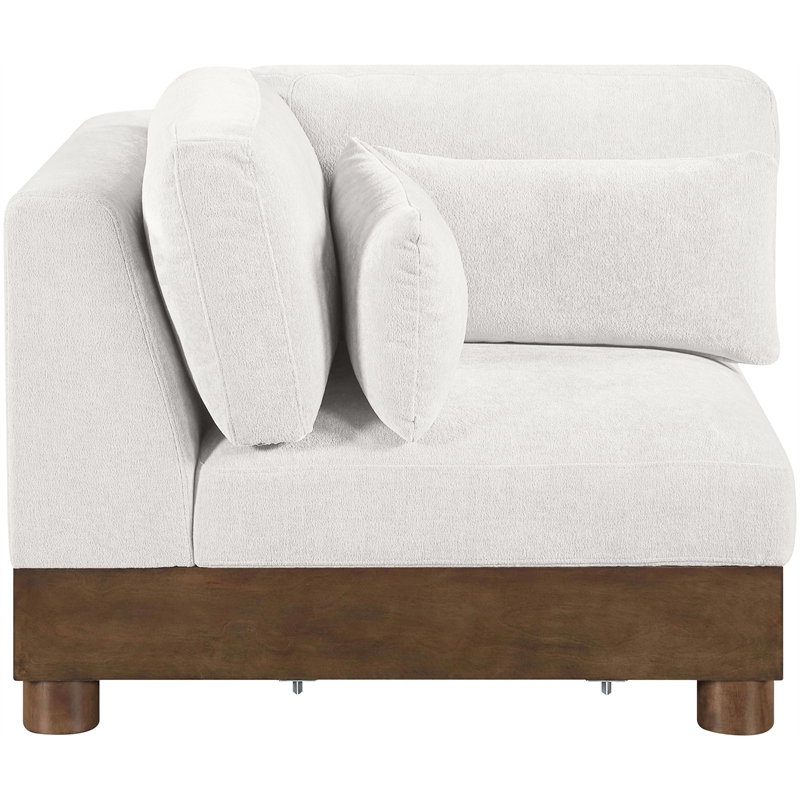 Meridian Furniture Turin Cream Chenille Fabric Upholstered Modular Corner Chair