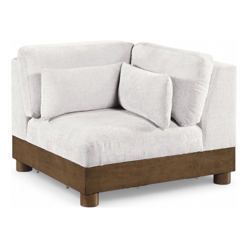 Meridian Furniture Turin Cream Chenille Fabric Upholstered Modular Corner Chair