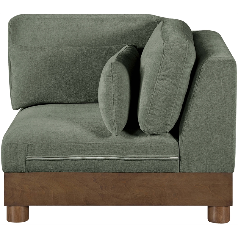 Meridian Furniture Turin Green Chenille Fabric Upholstered Modular Corner Chair