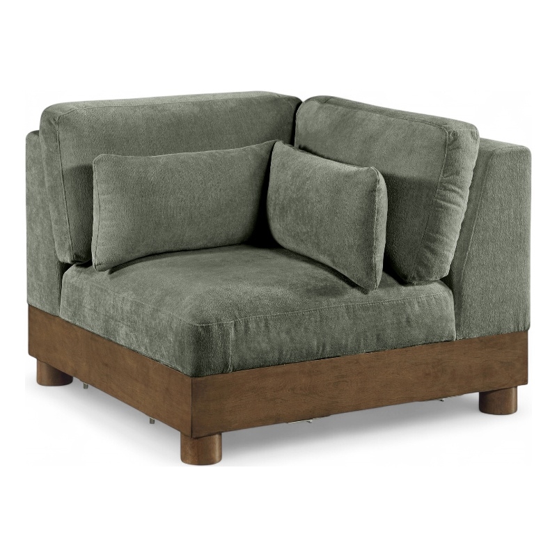 Meridian Furniture Turin Green Chenille Fabric Upholstered Modular Corner Chair