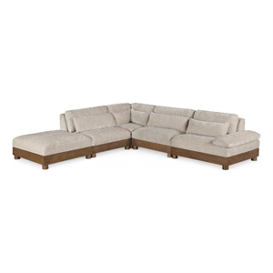 Meridian Furniture Turin 127.75&quot Taupe Chenille Fabric 5pc. Modular Sectional