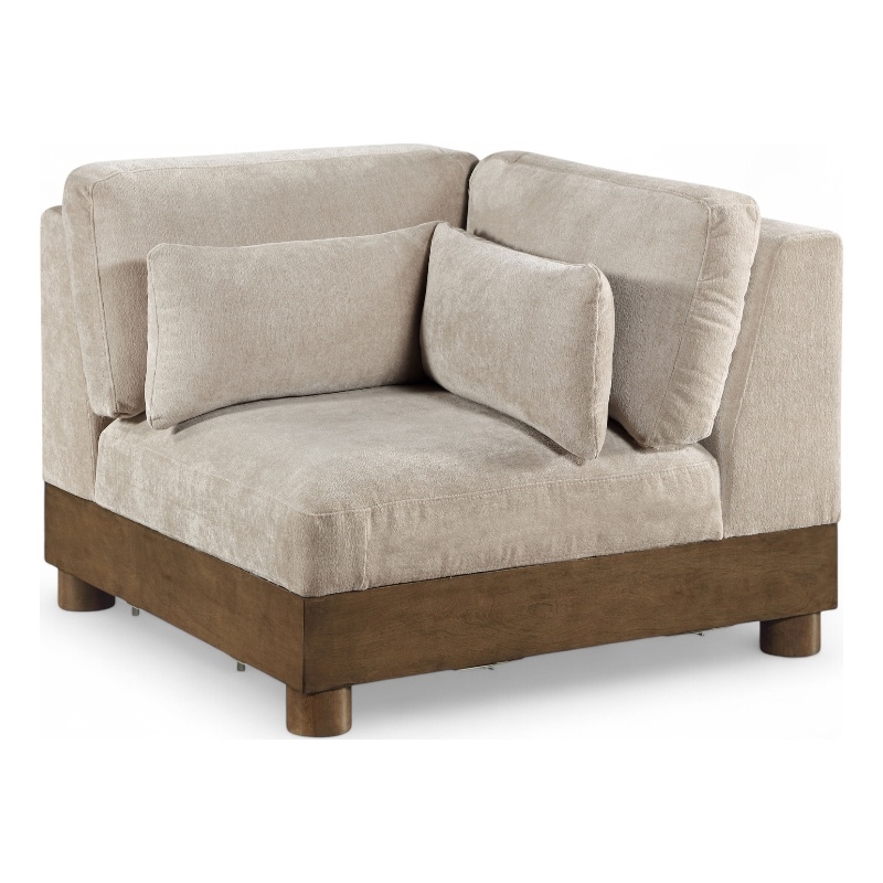 Meridian Furniture Turin Taupe Chenille Fabric Upholstered Modular Corner Chair