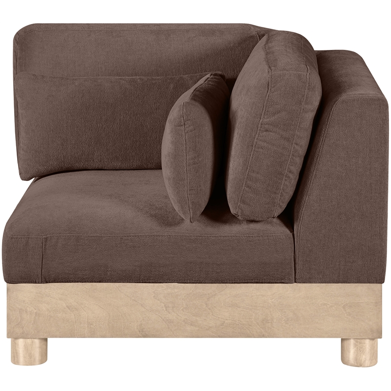 Meridian Furniture Turin Brown Chenille Fabric Upholstered Modular Corner Chair
