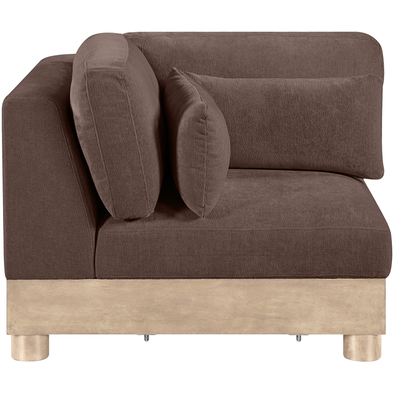 Meridian Furniture Turin Brown Chenille Fabric Upholstered Modular Corner Chair