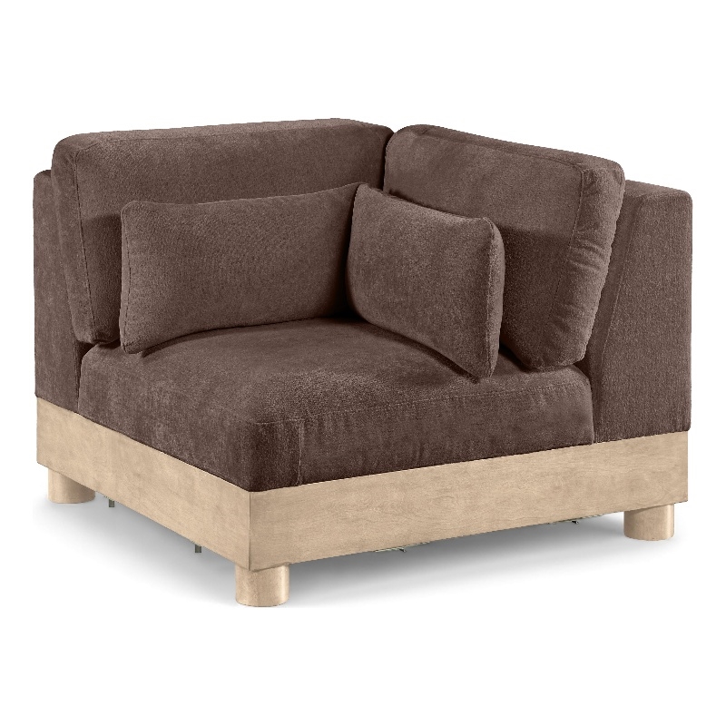Meridian Furniture Turin Brown Chenille Fabric Upholstered Modular Corner Chair