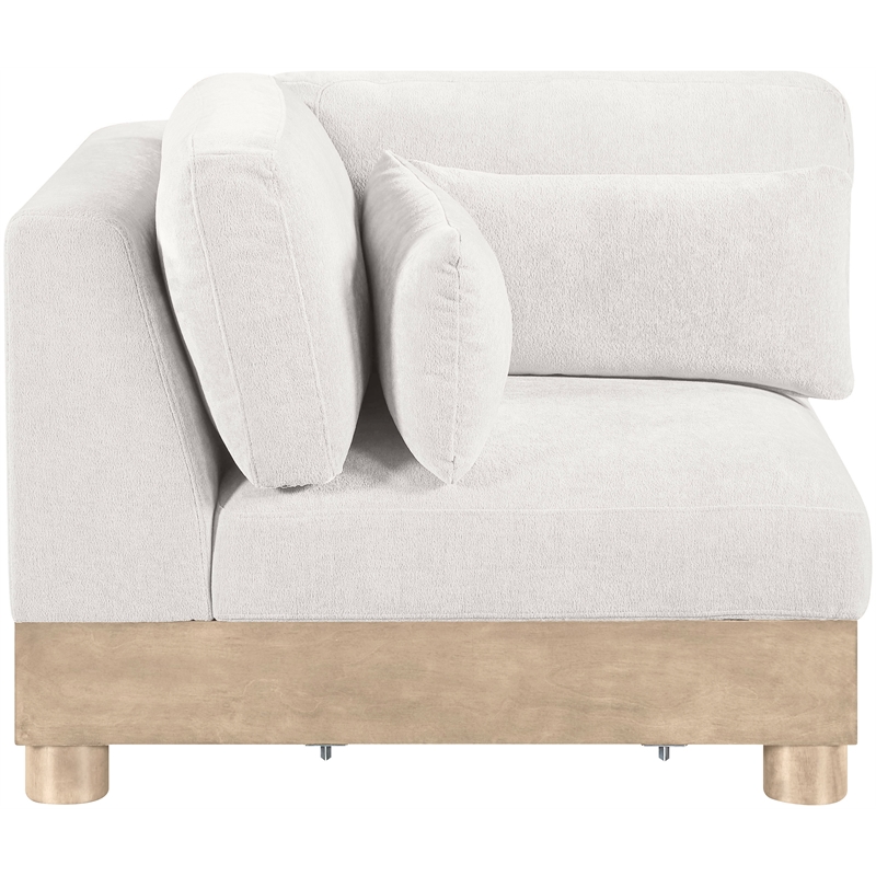 Meridian Furniture Turin Cream Chenille Fabric Upholstered Modular Corner Chair