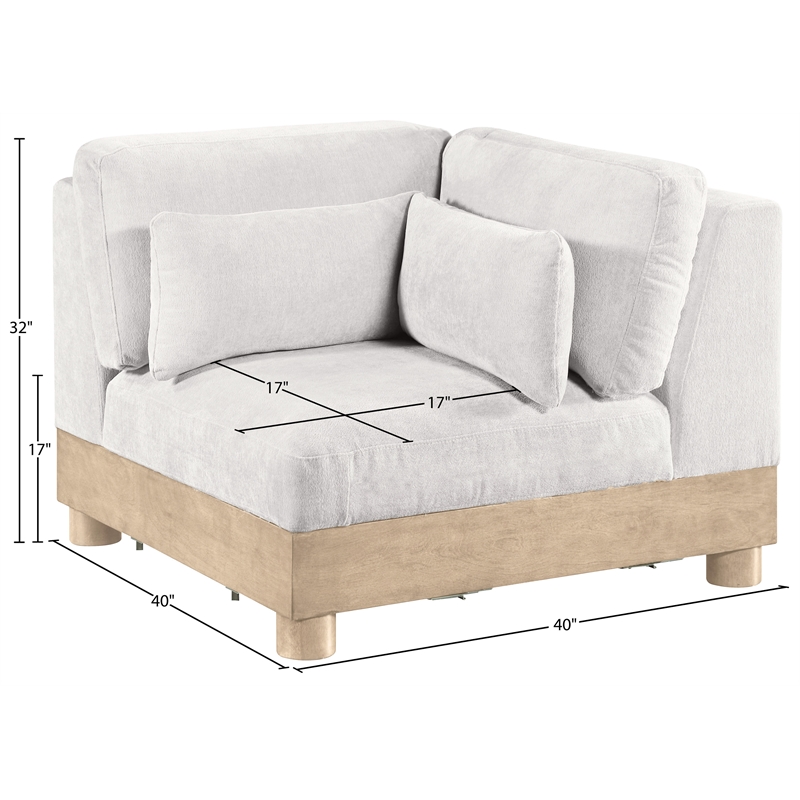 Meridian Furniture Turin Cream Chenille Fabric Upholstered Modular Corner Chair